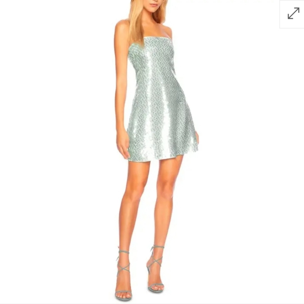 Susana Monaco Dot Sequin Tube Dress In Celadon Sz M